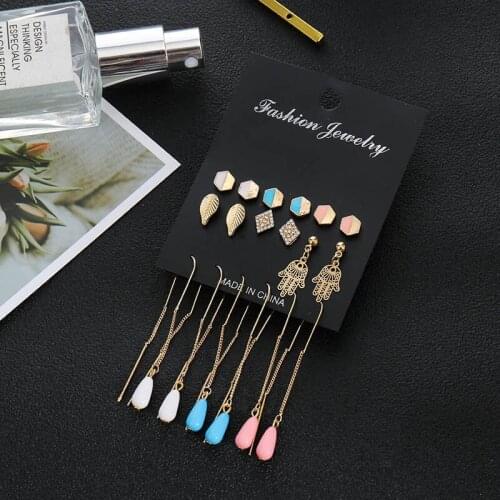 Boho acrylic acetate water drop design leaf drop earrings ethnic geometric statement long tassel dangle earrings for women girl