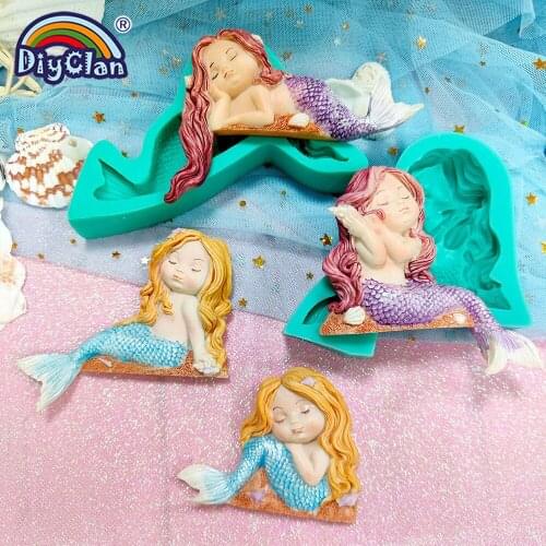 Mermaid Silicone Molds Girls Cakes Decorating Form Sugarcraft Candle Mold Chocolate Candy Cake Decoration Tools For Kichen