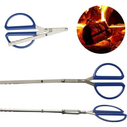 Clamp Barbecue Tool Heavy Duty Anti-scalding Stainless Steel Firewood Folding Fire Tongs for Camping Firewood Folding Fire Tongs