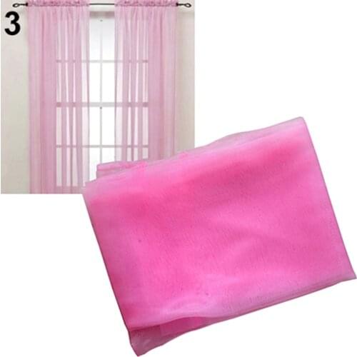 Modern Solid White Glass Yarn Sheer Window Valance Curtain Pure Color Living Room Bedroom Home Wedding Decor