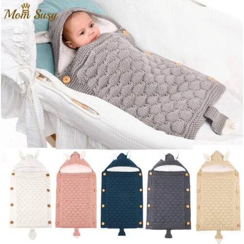 Newborn Baby Sleeping Bag Stroller Winter Baby Boy Girl Knitted Envelope Sleeping Bag Outdoor Cotton Footmuff Sleep Sack