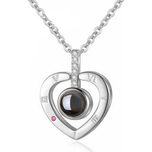 Tanabata Gift 100 Languages Necklace Projection Peach Heart Love Clavicle Chain AliExpress Cross-border Jewelry