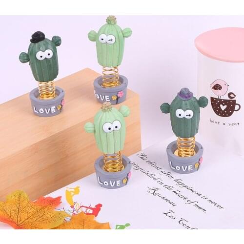 Car Decoration Cactus Model Spring Bounce Resin Cartoon Toy Play Adornment Doll Auto Interior Dashboard Ornament Accessory Gifts