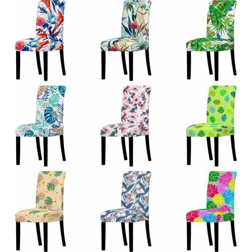 Tropical Leaf Universal Chair Covers Polyester Elastic Dining Chair Cover Restaurant Stretch Chair Seat Protector Case