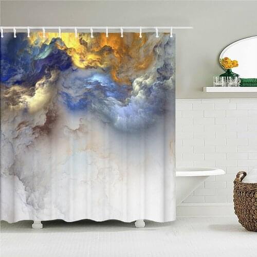 Colorful Abstract Marble Geometric Pattern Fabric Shower Curtain Bathroom Curtains Decor Waterproof Bath Screen With 12 Hooks
