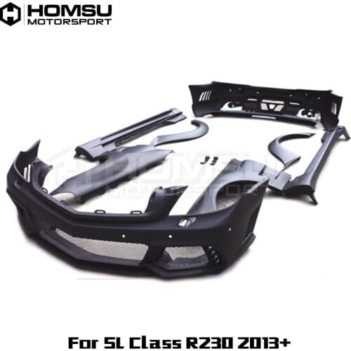 W style FRP Unpainted Car Body Kit Front Rear Bumper Side Skirts Wheel Eyebrows Exhaust Pipes For Benz SL Class R230 2012