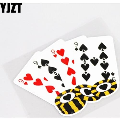 YJZT 12.5CM*9CM Interesting Motorcycle Car-styling Poker Car Sticker Decal PVC Accessories 13-0905