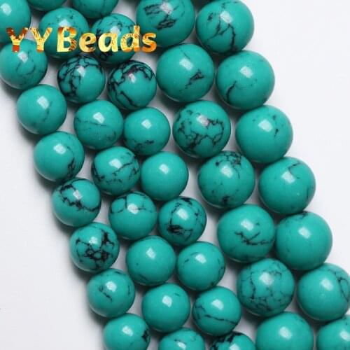 Green Howlite Turquoises Stone Beads Mineral Turquoises Round Loose Charm Beads 4mm-12mm For Jewelry Making Bracelets Ear Studs