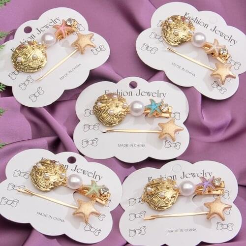 ZOSHI 2PCS Shell Simulated Pearl Hair Pin Barrette For Women Korean Jewelry Girl Headwear Gold Clip HairPins Hair Accessories