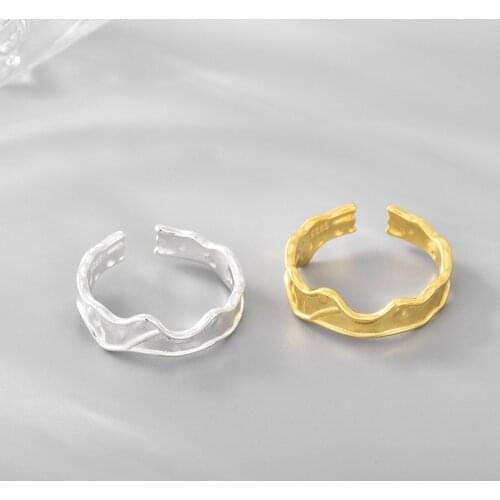 Fashion Personality Simplicity Vintage Wave 925 Sterling Silver Open Adjustable Rings For Women Fashion Punk Style Ornaments