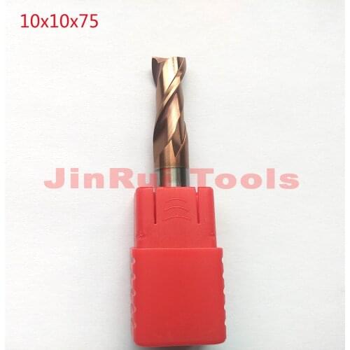 1pc 10mm 10x10x75L HRC55 2Flutes Flat end mills Solide Carbide End Mills CNC router bit Milling cutter Tools knife fresa