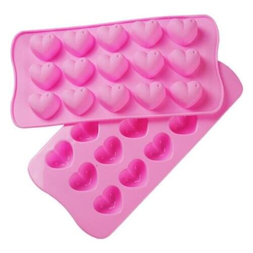 1PC Cake Decorating Tools15 Lattices love Hearts Shape DIY Silicone Chocolate Mold Cake Moulds Random Color OK 0978