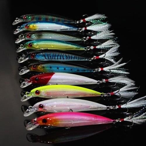10pcs/lot Fishing Lure Suit 9cm Minnow Artificial Fish Hard Bait Plastic Fishing Tackle for Bass Carp
