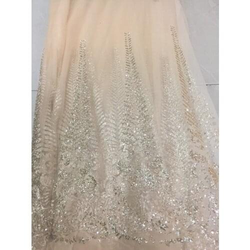 10 yards bzh002 champange gold glued sparkle glitter mesh net tulle lace fabric for india african sawing /evening dress