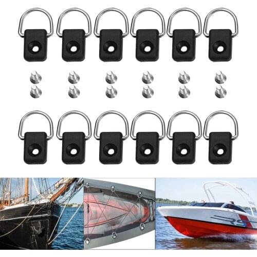 12pcs Kayak D Ring, Boat Rigging D-ring Safety Tie Down Loop Deck Fitting Rope Buckles Accessories with M6 Screws Hardware