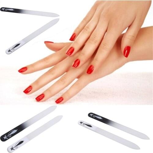 2PCS Fashion Manicure Polishing Buffer Sanding Nail Art Tools With Printed Cut Cat Print Durable Double Sided Glass Nail File