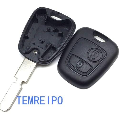 20pcs/lot car key blank for peugeot 406 car replacement remtoe key case cover uncut key blade key case fob