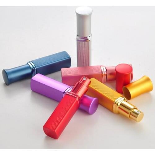 200pcs Fashion New Style 6ML Portable Aluminum Perfume Bottle With Atomizer Empty Glass Parfum Case For Cosmetic by DHL