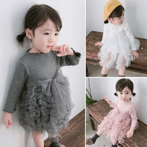 2020 Winter Baby Girls Dress Long Sleeve Princess Dress Warm Knitting Sweater Easter Dresses Children Clothes 3 6 12 24 Month