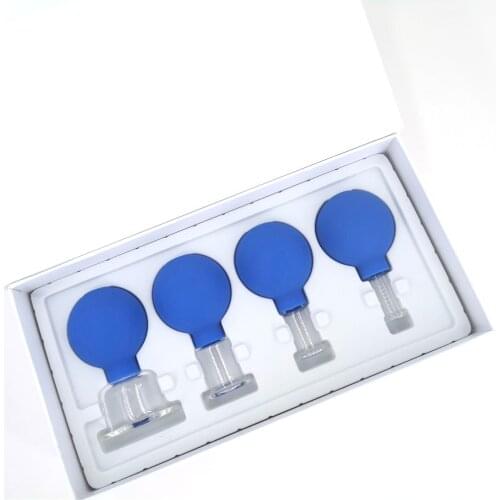 4pcs Health Massage Vacuum Cupping Cups Set Rubber Head Glass Anti Cellulite Massage Chinese Therapy Face Cupping Set Cans