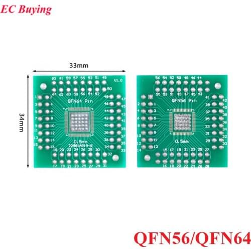 5PCS QFN56 QFN64 Transfer Board Adapter PCB Pinboard SMD to DIP56 DIP64 DIP Pin IC Test Plate 0.5mm 2.54mm Pitch Converter Socke