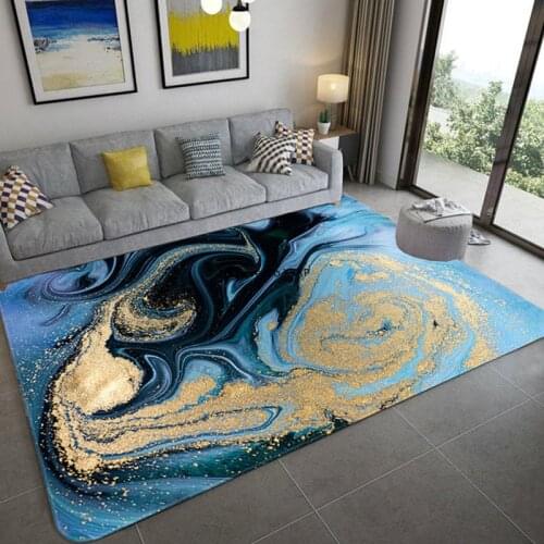 Abstract Blue Marble Carpet 3D Table Chair Mat Bathroom Floor Mat for Living Room Nordic Style Carpet