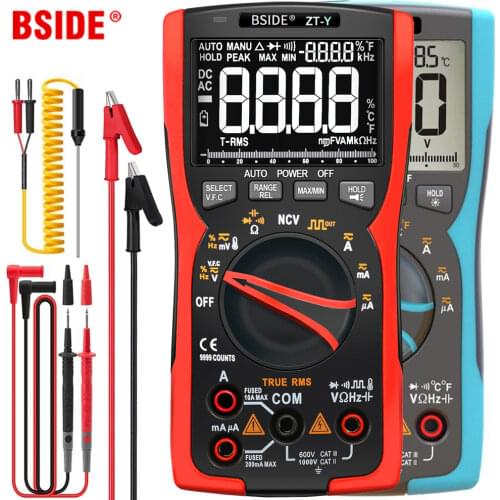 BSIDE ZT-Y Digital Multimeter True-RMS 9999 Counts 3-Line Display Analog Tester Voltmeter Capacitor Temp VFC Meter Ammeter