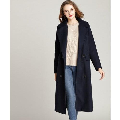 Long woolen overcoat 2019 Winter fashion new POLO collar loose large size practical double-faced fleece elegant cardigan outfit