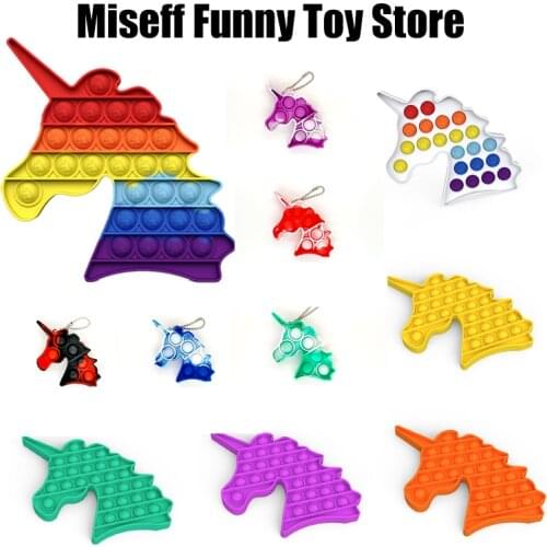 Unicorn Rainbow Push Bubble Fidget SensoryToy Autism Special Fidget Squeeze Funny Stress Reliever Toys Keychain антистресс