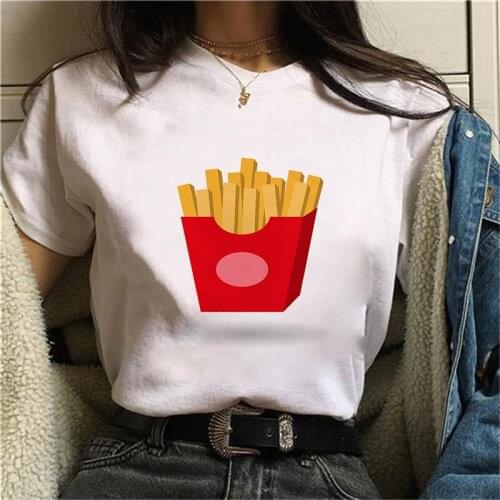 Fast Food Chips Hamburger Women T-shirt 90s Aesthetic Tshirt Vintage Harajuku T-shirt Female Korean Style Fashion Girl Tops Tees