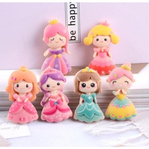 20pcs/lot Resin Cute Princess Flatback Cabochons DIY Hair Bow Center Scrapbooking Decoration Accessories