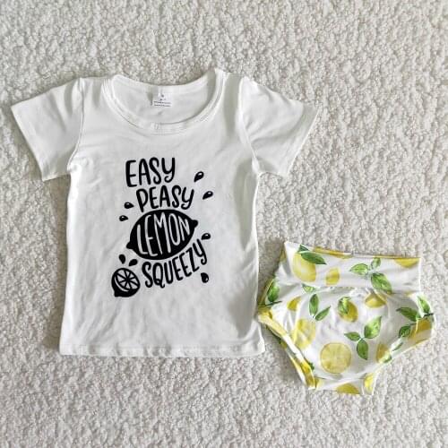 Hot Sell Summer Fashion Toddler Girls Clothes Kids Shirt And Shorts Set With Letters Printed