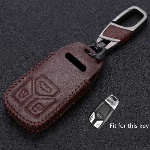 Leather Car Keychain with Cover For Audi 2016 2017 2018 A4 B9 Q7 4m TT 8S A4 A4L Allroad TTS A5 S4 S5 8W Q5 RS Coupe Roadster