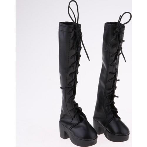 Fashion Doll Shoes Black Lace Up Boots For 1/3 BJD Dolls Clothes Accessories