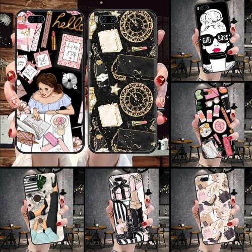 Boss Girl Fashion Luxury Phone Case For Xiaomi Mi Note 8 9 10 11 9T 10T A3 Lite Pro Ultra black fashion shell silicone bumper