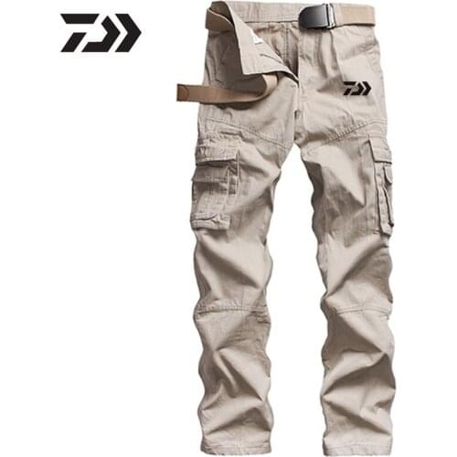 2021 Daiwa Pants Men Fishing Pants Winter Thermal Solid Multi-pocket Cotton Casual Trousers Sport Loose Pants Men In Sweatpants