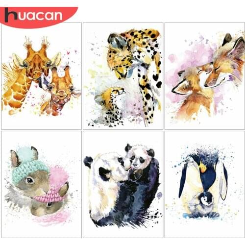 HUACAN DIY Diamond Painting Fox Full Square Diamond Embroidery Animal Painting Rhinestone Cross Stitch Home Decoration