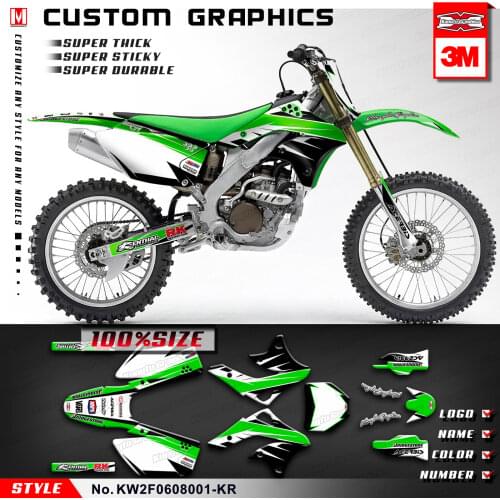 KUNGFU GRAPHICS Dirt Bike Stickers Motorcycle Decal Kit Green Wraps for KX250F KX 250F 250 F KX450F KX 450F 450 F 2006 2007 2008