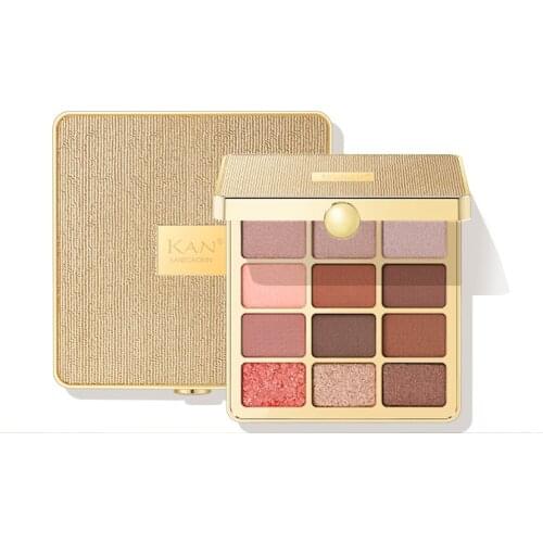 KAN 12 Colors Matte & Glitter Eye Shadow Palette Waterproof Glitter Nude Eye Pigment Matte Shimmer Shadow Powder Makeup