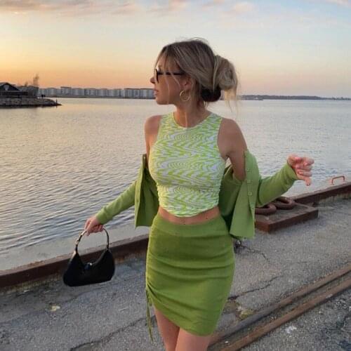 QICIUS Casual Crop Tops for Women Fashion Short Cropped Green Top Mujer Verano Vintage Tank Vest Vetement Femme 2021 C024