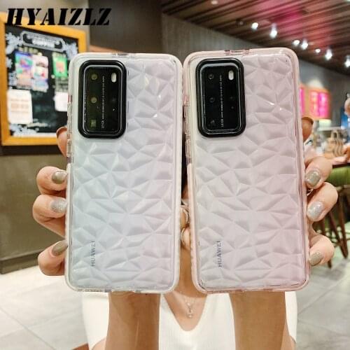Transparent Soft TPU Shockproof Case for Huawei Mate 40 Pro 30 P40 Pro Plus P30 P20 Lite 2019 Diamond Pattern Bumper Back Cover