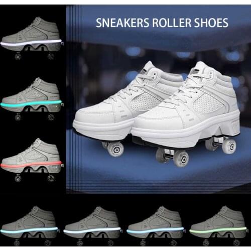 Deformation Sneakers Roller Shoes Colorful Roller Skate Shoes Fashion Trend For Unisex Children Parkour Running Skating Shoes