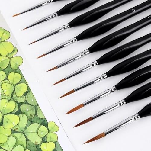10 piece type Hook line pen watercolor soft hair oil painting extra fine weasel hair Hand Painted brush gouache acrylic paintin