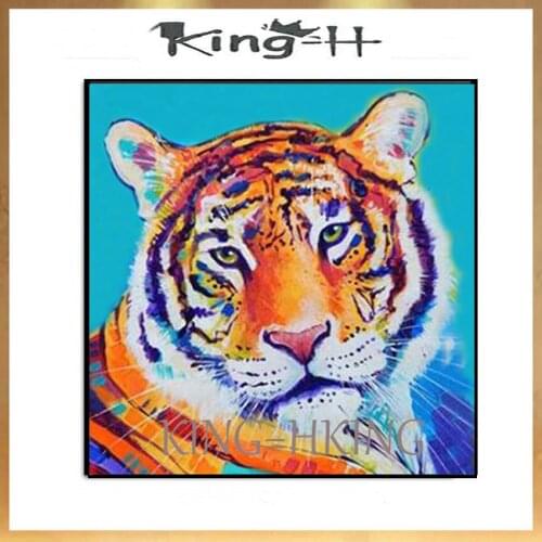 Hand-painted high quality animal faces with fierce eyes close up Butch Panther oil painter Art Deco large mural