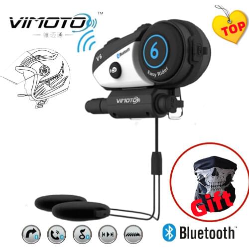 Vimoto V6 Motorcycle Helmet Headset Bluetooth Stereo Headphone Multipoint Connection BT Interphone For Riders