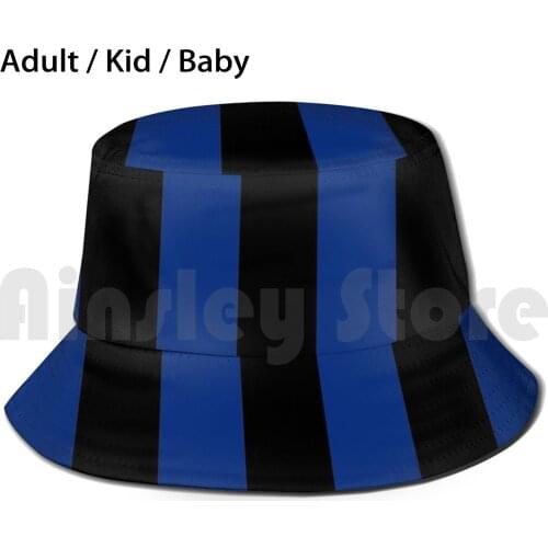 Inter Pattern Sun Hat Foldable UV Protection Football Club Team Italian Internazionale Black Blue