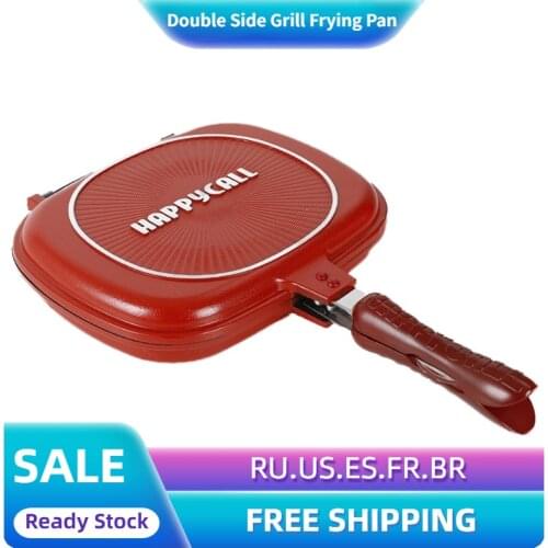 32CM/28CM Frying Pan Durable and good quality Cookware Non-Stick Double-Sided Barbecue Cooking Tool