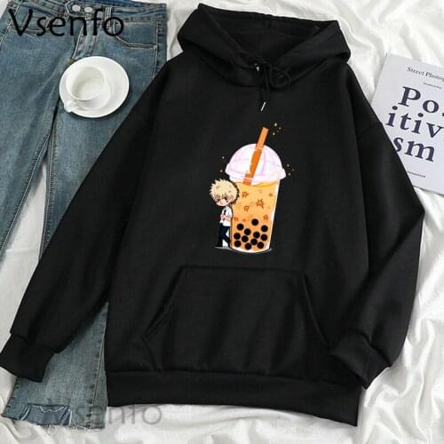 Funny Anime Bakugou Boba Hoodies Sweatshirt Harajuku Pullover Long Sleeve Winter Hoddie for Women Streetwear Aesthetic Clothes