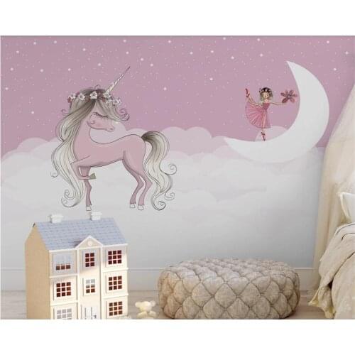 Beibehang Custom modern decorative painting papel de parede wallpaper Nordic pink unicorn flamingo swan background papier peint