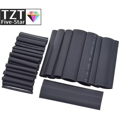 TZT 127pcs/set Assorted Heat Shrink Tube Black Wire Wrap Electrical Insulation Cable Sleeving 2-13mm